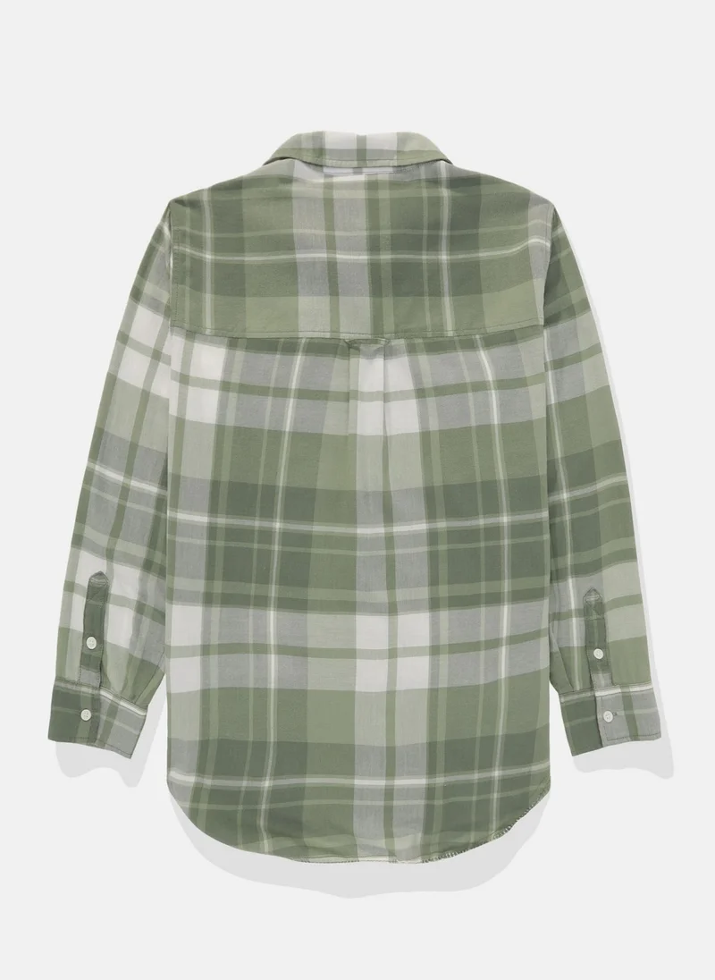 American Eagle Short Sleeve Checked Button-Up Shirt