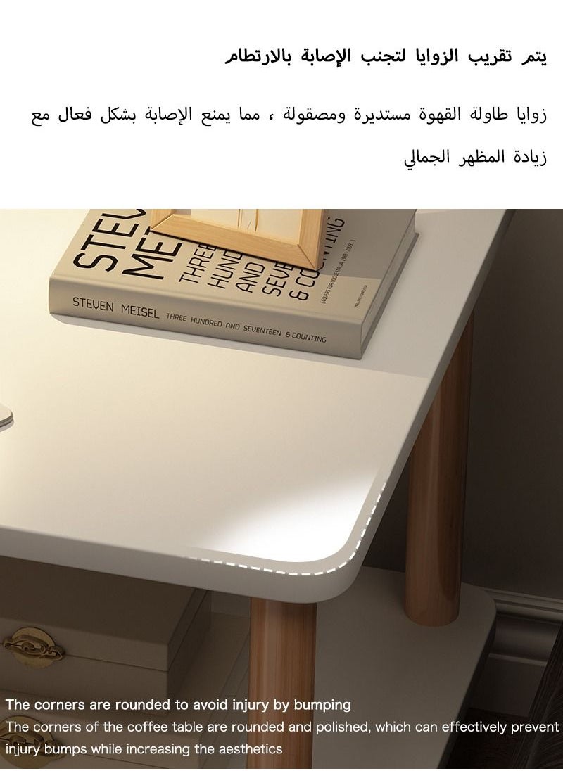 AnneFish - Double Layer MDF Engineering Board Coffee Table Sofa Side Table For Living Room Easy to Install - Image 1