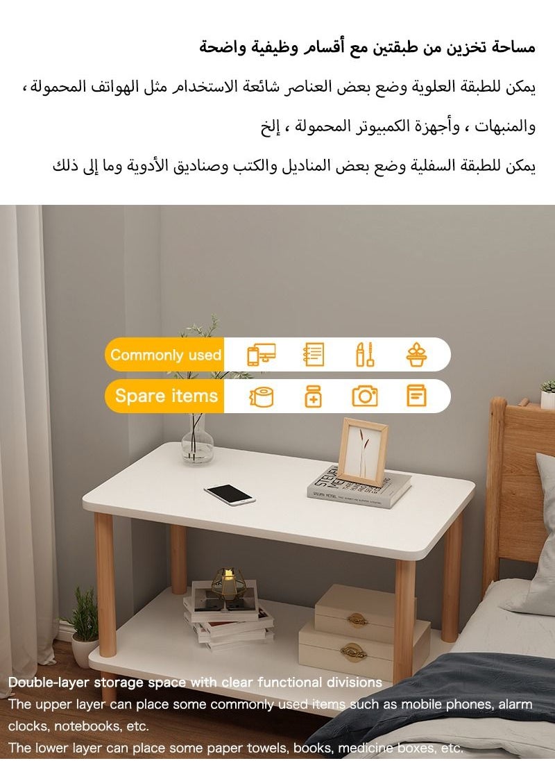 AnneFish - Double Layer MDF Engineering Board Coffee Table Sofa Side Table For Living Room Easy to Install - Image 1