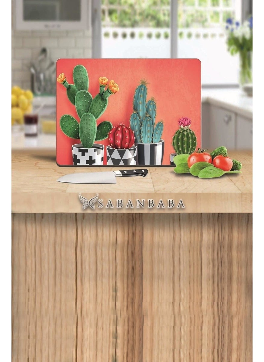 Cactus Patterned Glass Cutting Board 30 x 40 cm - pzsku/ZDB2403591F42D302D834Z/45/_/1725724321/c2df9a15-a3d6-416a-92de-68abc1a01277