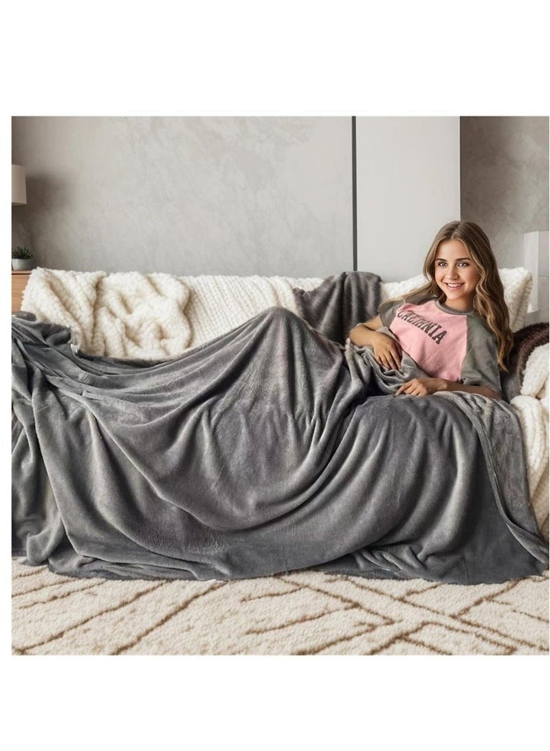 Reelyo Flannel Fleece Living Coral Blanket Weightless Sheet Blankets Silky Wool Blanket Ac Blanket Double Bed Blanket Throw Super Soft Lightweight Bed Blanket Plush Fuzzy Cozy Luxury Microfiber Throw Blanket Super Cozy And Comfy For All Seasons Velvet Blanket Blanket Soft Korean King Size Single & Double For Bed, Sofa, Couch, Travel, Camping 200cm(L) Grey - Image 4