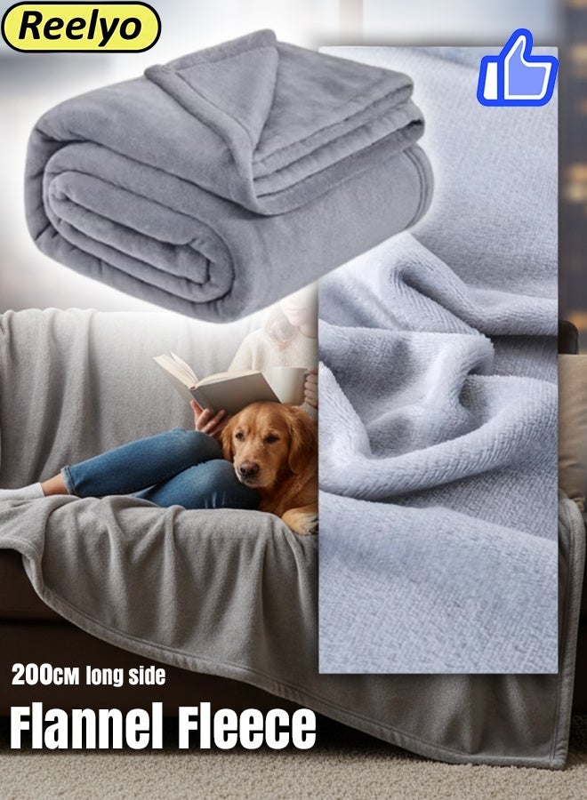 Reelyo Flannel Fleece Living Coral Blanket Weightless Sheet Blankets Silky Wool Blanket Ac Blanket Double Bed Blanket Throw Super Soft Lightweight Bed Blanket Plush Fuzzy Cozy Luxury Microfiber Throw Blanket Super Cozy And Comfy For All Seasons Velvet Blanket Blanket Soft Korean King Size Single & Double For Bed, Sofa, Couch, Travel, Camping 200cm(L) Grey - Image 1