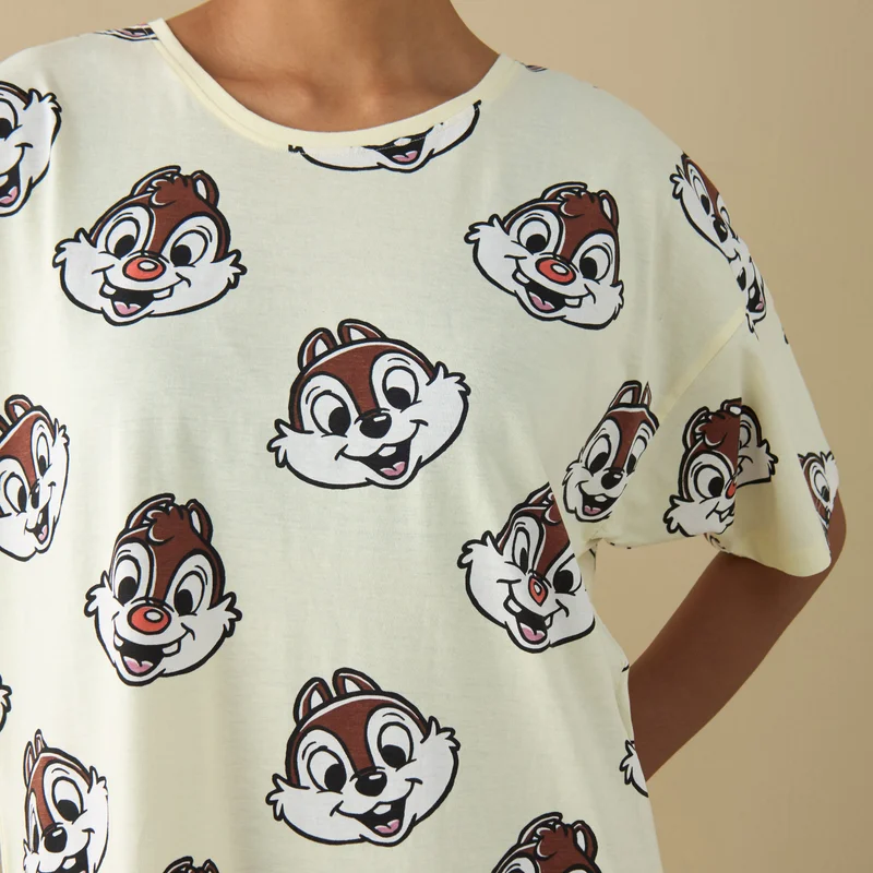 Splash FAV Chip 'N' Dale Print Sleepshirt with Short Sleeves