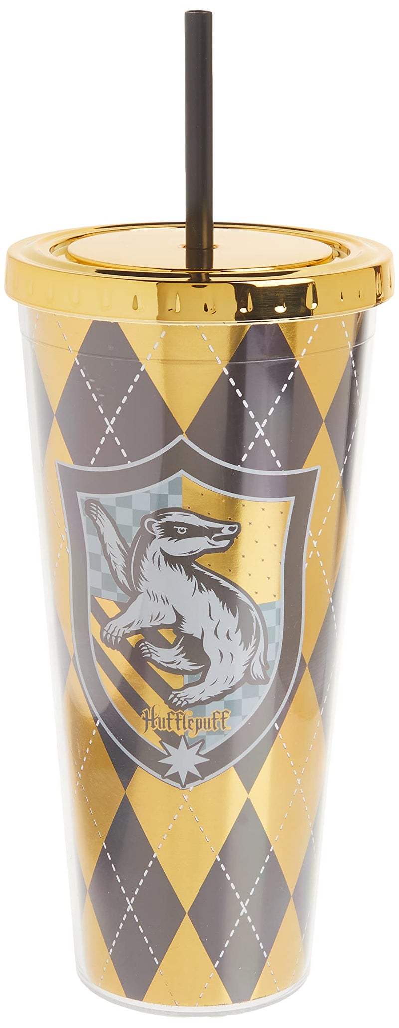 Spoontiques كوب هاري بوتر من سبونتيك - كوب هافلباف مع قشة 20 أونصة أكريليك أصفر