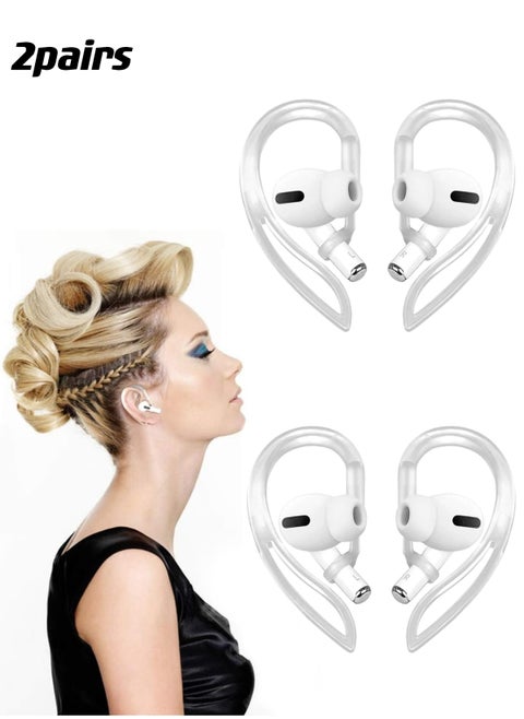 2 pairs Ear Hooks Compatible with AirPods Pro 2nd Generation and AirPods Pro [Multi-dimensional adjustable] Accessories Compatible with Apple AirPods 3 2 1 Gen(Transparent)