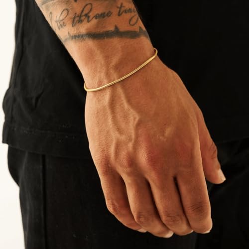 MILLER Stainless Steel Chain Hand Bracelet for Men - Gift Jewelry Stylish Anti-Tarnish Waterproof Accessories Bracelets | Gifts for Mens & Boys (Sleek Gold- 2mm) - Image 2