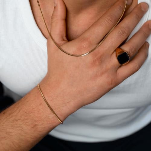 MILLER Stainless Steel Chain Hand Bracelet for Men - Gift Jewelry Stylish Anti-Tarnish Waterproof Accessories Bracelets | Gifts for Mens & Boys (Sleek Gold- 2mm) - Image 3