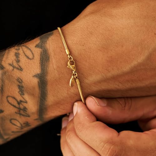 MILLER Stainless Steel Chain Hand Bracelet for Men - Gift Jewelry Stylish Anti-Tarnish Waterproof Accessories Bracelets | Gifts for Mens & Boys (Sleek Gold- 2mm) - Image 5
