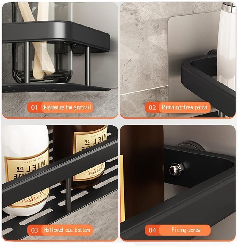 WOX MOX WOX MOX Multipurpose Self-Adhesive Aluminium Bathroom Wall Mounted Storage Organizer Shelf Holder/Rack/Bathroom Accessories (Black)  - Image 4