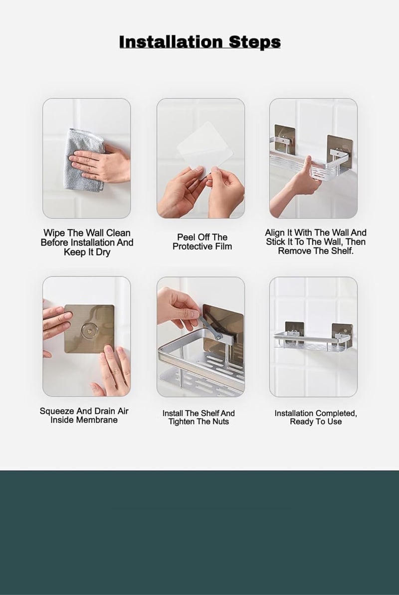 WOX MOX WOX MOX Multipurpose Self-Adhesive Aluminium Bathroom Wall Mounted Storage Organizer Shelf Holder/Rack/Bathroom Accessories (Black)  - Image 5