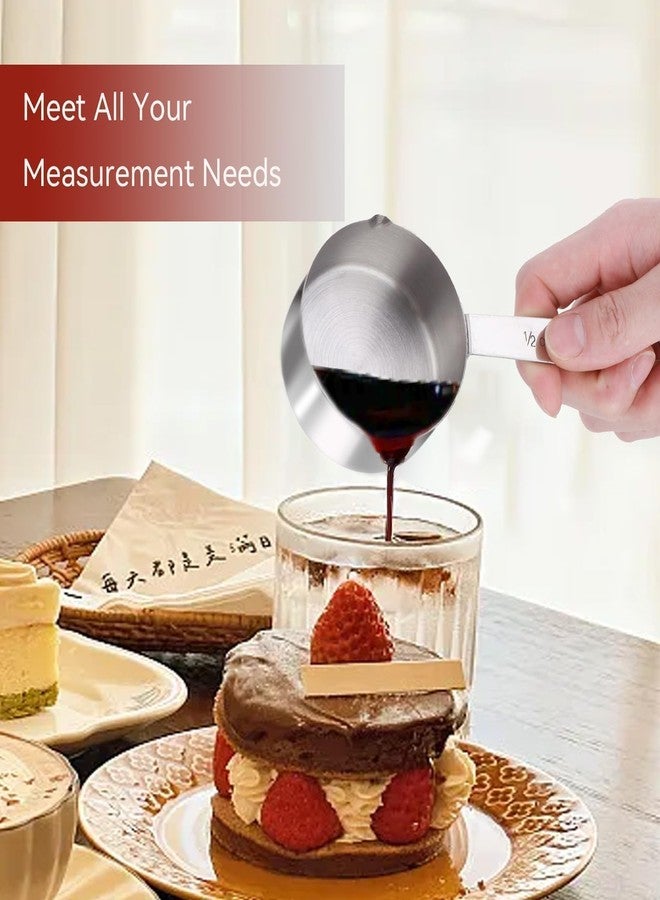 Beufee Metal Measuring Cups, Metal Measuring Spoons Measuring Scoop Cups Stainless Steel Measuring Cup with Scales Storage Rings Dual Pour Mouth Measuring Scoop Kitchen Supplies(1/2 Measuring Cup) - Image 4