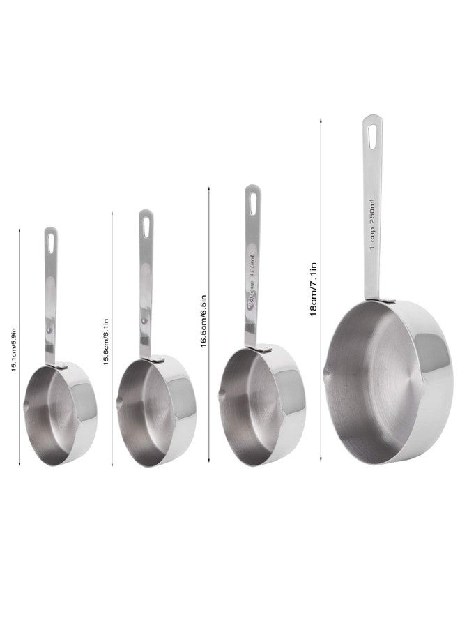 Beufee Metal Measuring Cups, Metal Measuring Spoons Measuring Scoop Cups Stainless Steel Measuring Cup with Scales Storage Rings Dual Pour Mouth Measuring Scoop Kitchen Supplies(1/2 Measuring Cup) - Image 5