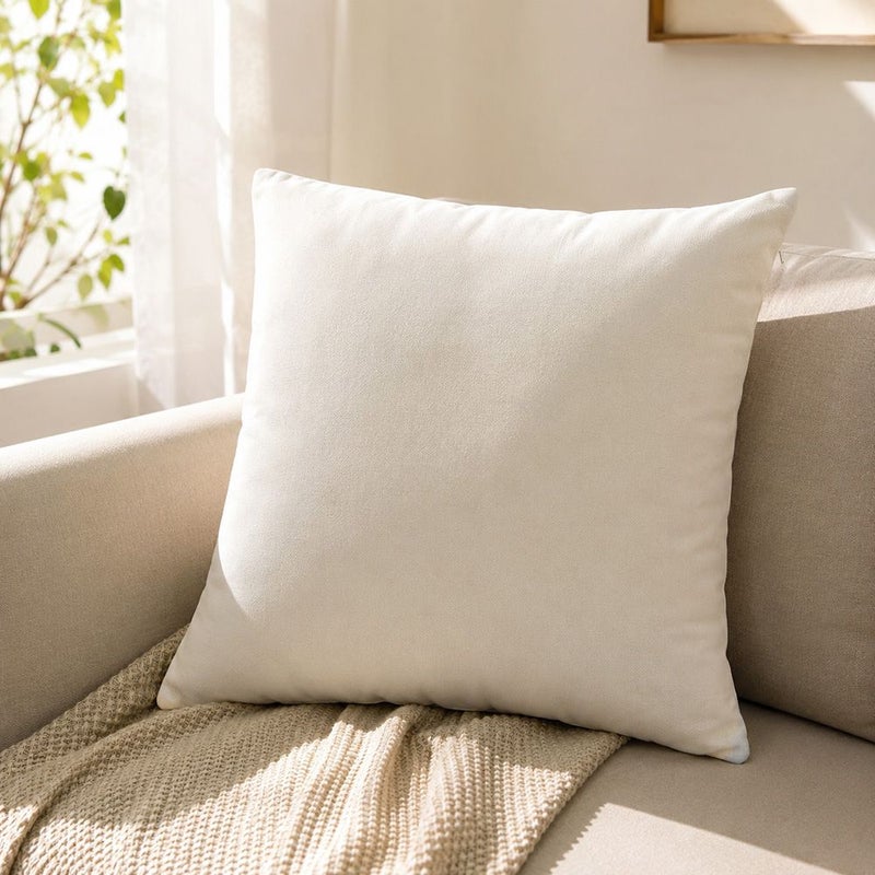 DANUBE HOME Toss Pillow With Zipper Without Piping 45X45Cm - Solid Buttercup, Beige, Unpiped Toss Pillow, 100% Polyester, For Balcony Seating And Terrace Sofas - Image 5