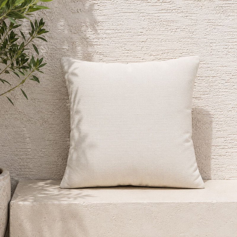 DANUBE HOME Toss Pillow With Zipper Without Piping 45X45Cm - Solid Buttercup, Beige, Unpiped Toss Pillow, 100% Polyester, For Balcony Seating And Terrace Sofas - Image 1