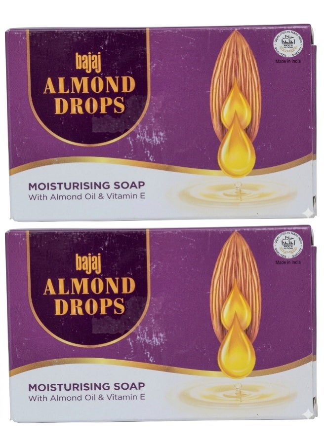 Bajaj 2PCS Bajaj Almond Drops Moisturising Soap with Almond Oil & Vitamin E, 2X125g - Image 1