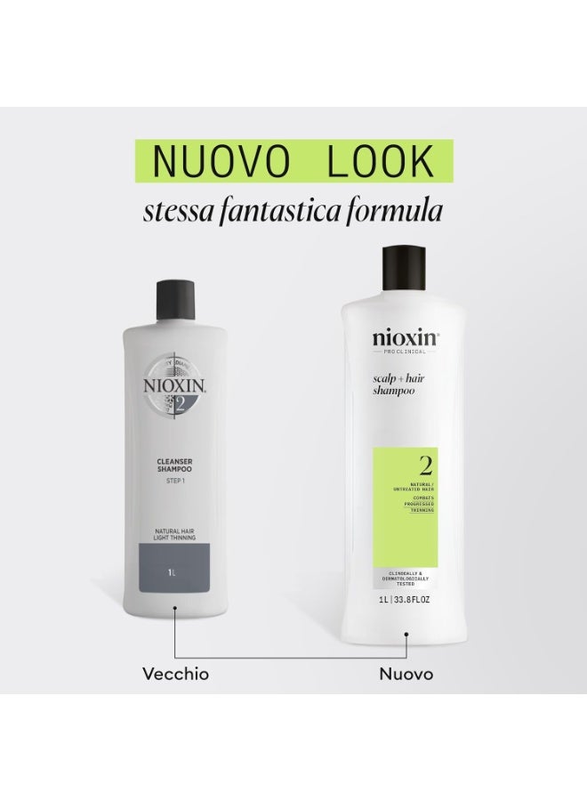 نيوكسين شامبو نيوكسين لفروة الرأس والشعر 2 - شامبو التنظيف العميق للشعر غير المعالج والخفيف بشكل واضح - مع البيوتين والكافيين والنياسيناميد (1 لتر) - Image 2