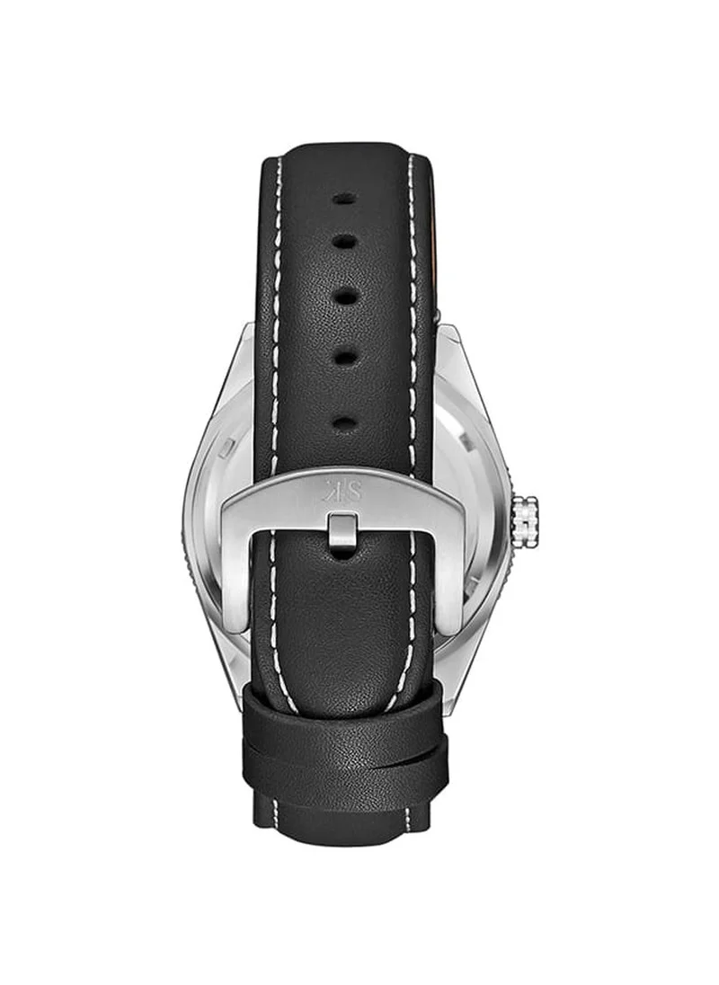KENNETH SCOTT Kenneth Scott K23028-SLBB Men's Analog Display Watch & Leather Strap Black