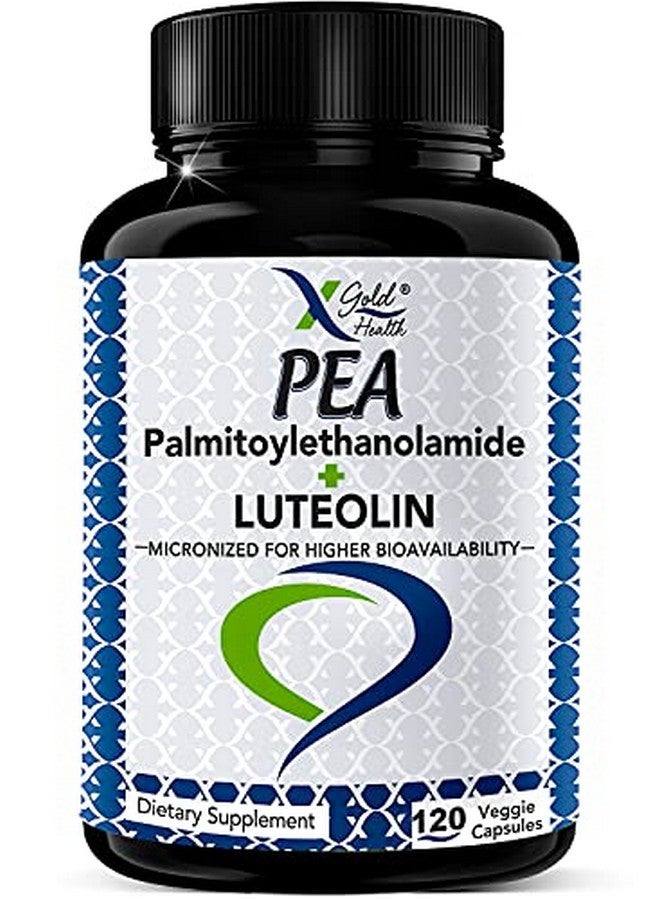 X Gold Health Palmitoylethanolamide 630 Mg + Luteolin Standardized 98% Micronized Pea 99% Highly Purified And Bioavailable Made In Usa Supplement For Men And Women 120 Veggie Capsules - Image 1