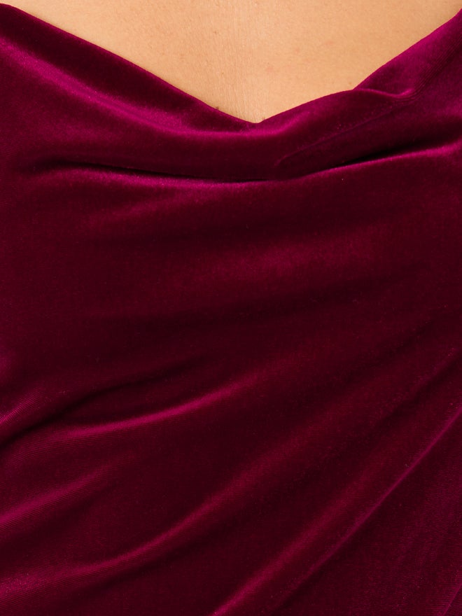 Styli Styli Velvet Cowl Neck Slip with Side Thigh Slit  - Image 2