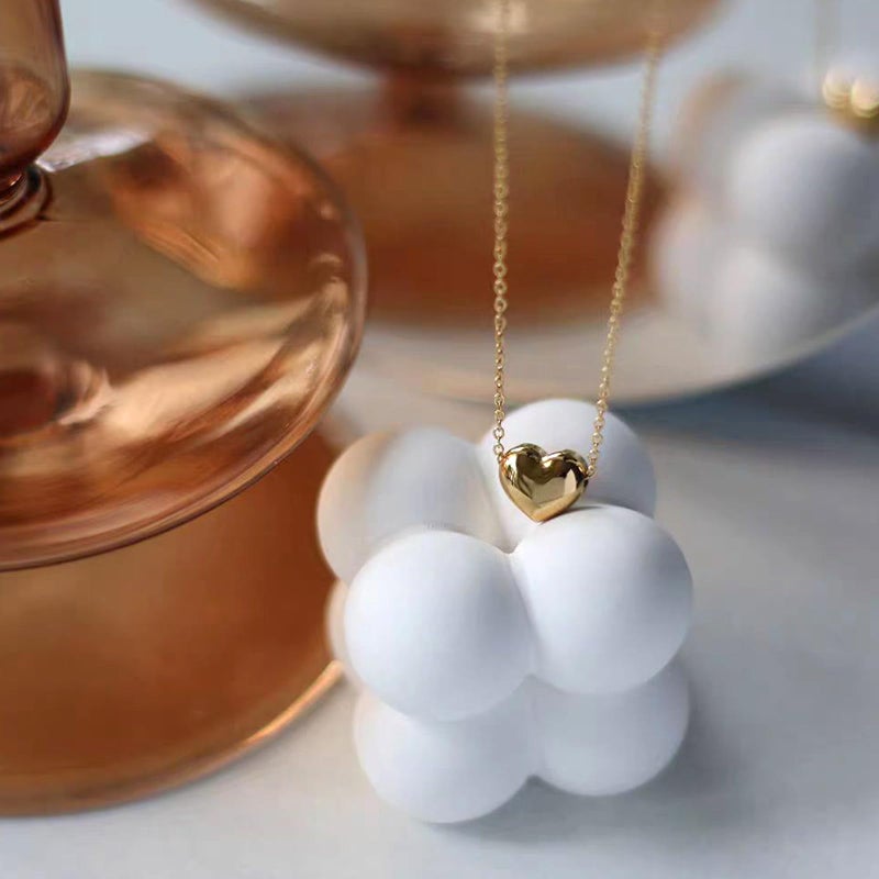 Zeffy Layered Tiny Puffy Heart Pendant Necklace Cute Heart Choker Necklace Simple Gold Necklace Jewelry for Women Trendy Gift - Image 5