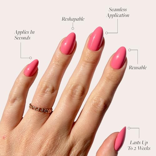 Glamnetic Press On Nails - Flamingo Pink | Opaque Classic Pink Short Almond Fake Nails, Salon Quality | 15 Sizes - 30 Nail Kit - Image 3