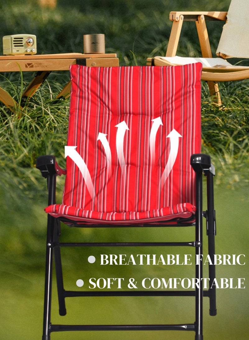 GoldenLike  للطي كرسي التخييم ، كرسي الشاطئ ، كرسي في الهواء الطلق مع مسند ذراع ، مستقرة المحمولة المدمجة عالية مرة أخرى في الهواء الطلق الطعام كرسي ، كرسي شرفة ، تنطبق على بركة ، الفناء الخلفي ، حديقة ، سطح السفينة ، الشرفة الأمامية - Image 4
