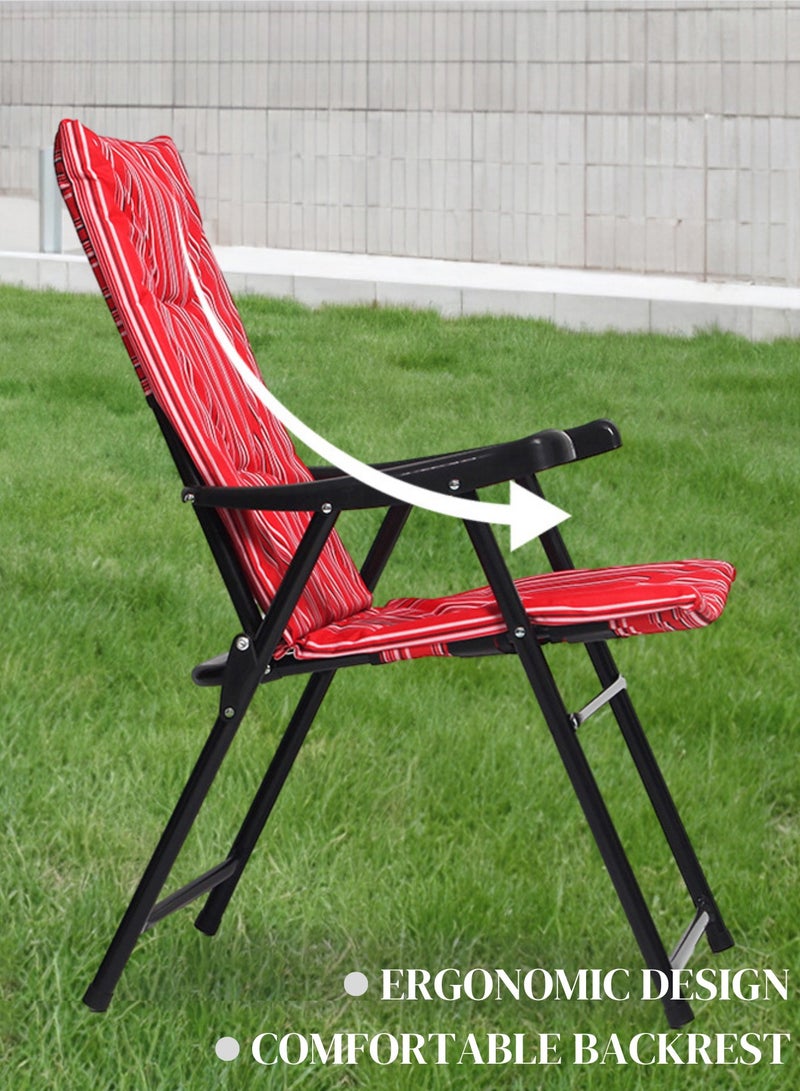 GoldenLike  للطي كرسي التخييم ، كرسي الشاطئ ، كرسي في الهواء الطلق مع مسند ذراع ، مستقرة المحمولة المدمجة عالية مرة أخرى في الهواء الطلق الطعام كرسي ، كرسي شرفة ، تنطبق على بركة ، الفناء الخلفي ، حديقة ، سطح السفينة ، الشرفة الأمامية - Image 5