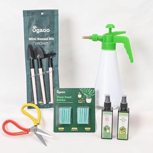 UGAOO Indoor Gardening Tool Kit | 8 Pcs | Mini Cultivator, Transplanter, Trowel, Scissors, Spray Pump, Fertilizer Sticks, Plant Tonic Spray, Neem Spray | Gardening Tools Set for Home Garden - Image 1