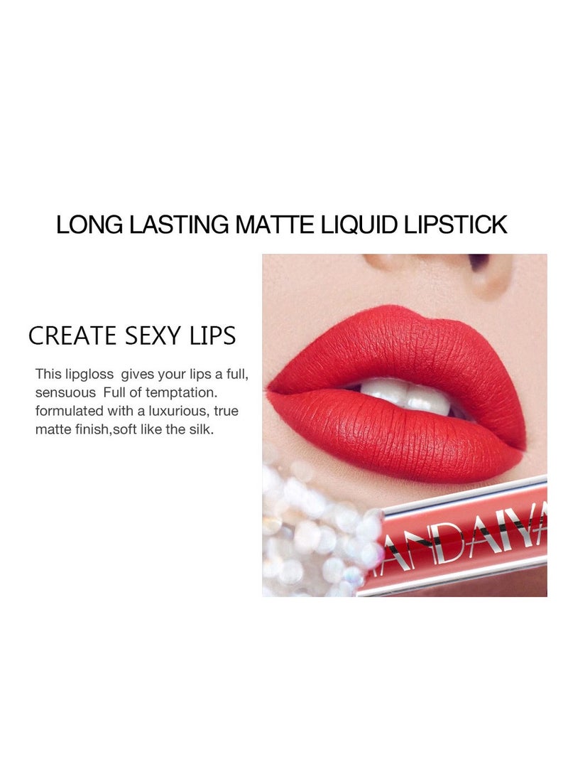 Handaiyan Lipstick Matte Liquid Lipsticks Makeup For Women Velvet Long Lasting Waterproof Highly Pigmented Colour Quick-Drying, Smudge-Proof, Nourishes, Conditions,Ultra Soft Moisturizes  - Image 3