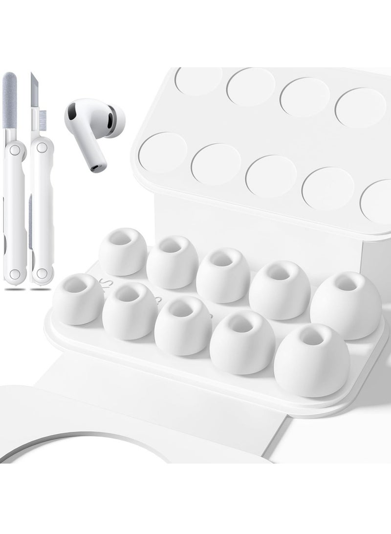 إكس ليفيل 5 أزواج استبدال نصائح الأذن لـ AirPods Pro 3 مع صندوق تخزين محمول وقلم نظيف,خفض الضوضاء مع ثقوب وشاشة حراس الغبار المدمجة,نصائح الأذن السيليكون لـ AirPods Pro 3 (أبيض) - Image 1