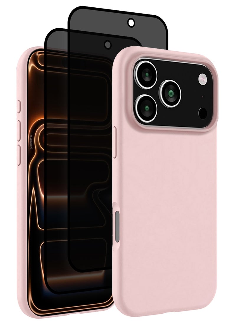 CATANES 3 Packs Silicone Protective Phone Case for iPhone 17 Pro - Soft Anti-Scratch Microfiber Lining Ultra Slim Drop Protection Phone Cover with Two Privacy Screen Protectors - Sand Pink - Image 1