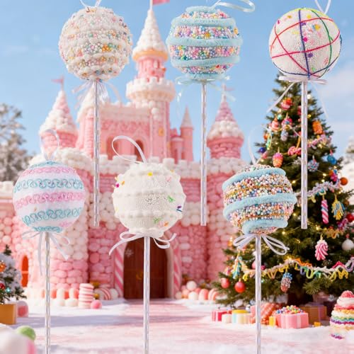 LANGXUN 6pcs Lollipop Candy Land 2025 Xmas Birthday Party Wedding Suppiles Decoration, Hanging Candy Cane Christmas Tree Décor, Christmas Decorative Hanging Ornaments Crafts - Image 5