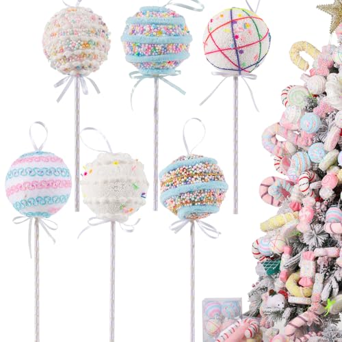 LANGXUN 6pcs Lollipop Candy Land 2025 Xmas Birthday Party Wedding Suppiles Decoration, Hanging Candy Cane Christmas Tree Décor, Christmas Decorative Hanging Ornaments Crafts - Image 1