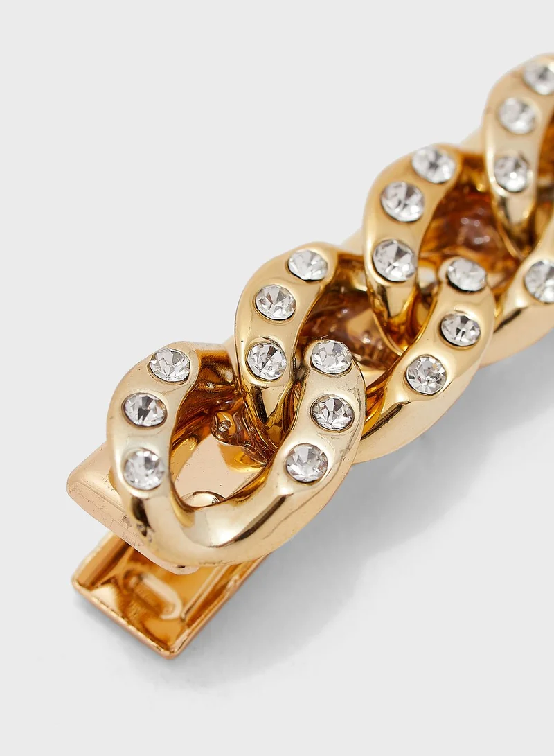 Ginger Diamante Chain Hair Clip