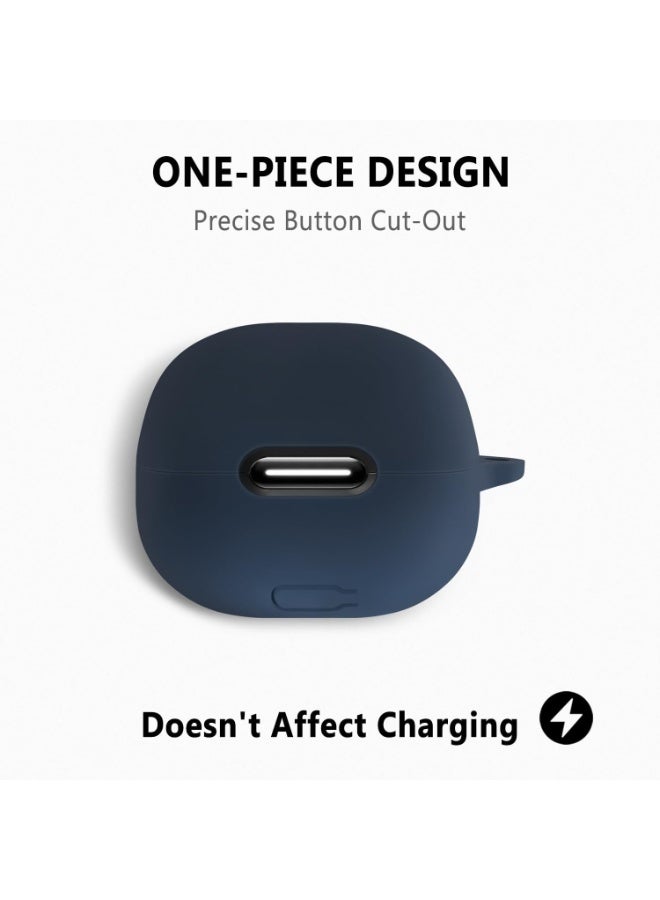 Silicone Case for Anker Soundcore Liberty 4 NC, Soft Shockproof Protective Cover with Carabiner, Anti-Scratch Lightweight Skin Compatible with Anker Soundcore Liberty 4 NC Wireless Earbuds (Navy Blue) - Image 4