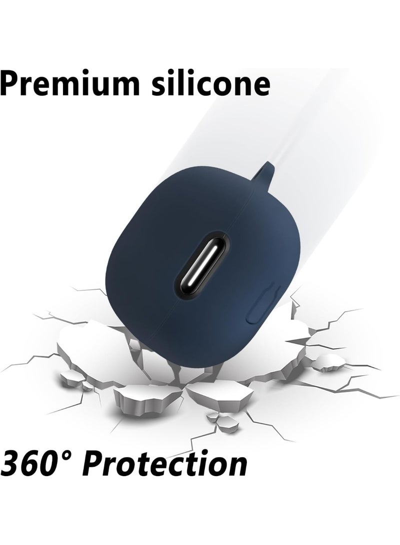 Silicone Case for Anker Soundcore Liberty 4 NC, Soft Shockproof Protective Cover with Carabiner, Anti-Scratch Lightweight Skin Compatible with Anker Soundcore Liberty 4 NC Wireless Earbuds (Navy Blue) - Image 3