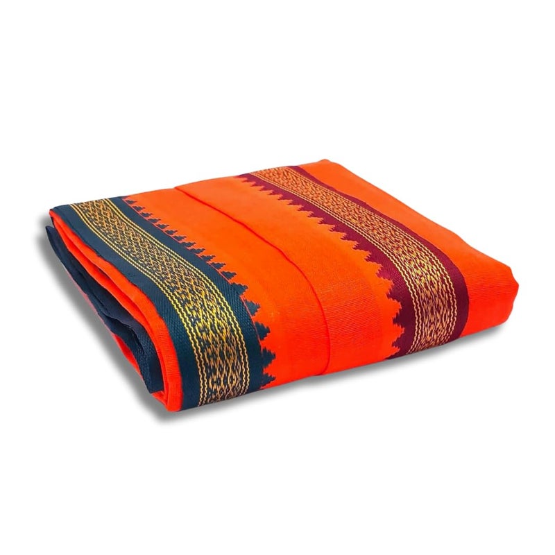 AAROHIT™ Pure Soft Cotton Men's Ethnic and Traditional Gamchha/Angochha | Lightweight and Unique Design, Quick Absorption Gamcha (72 x28 in) (Orange Gamcha) - Image 1