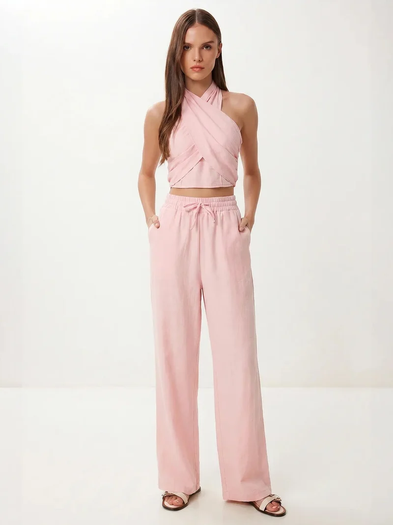Happiness İstanbul ISTANBUL Halter Blouse And Wide-Leg Trousers Set