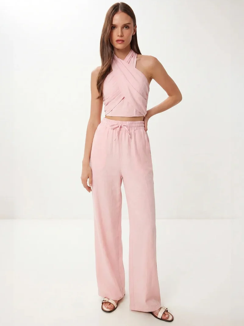 Happiness İstanbul ISTANBUL Halter Blouse And Wide-Leg Trousers Set