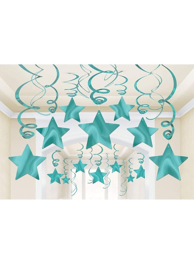 Amscan Robin's Egg Blue Shooting Stars Swirl Decorations 30pcs - Image 2
