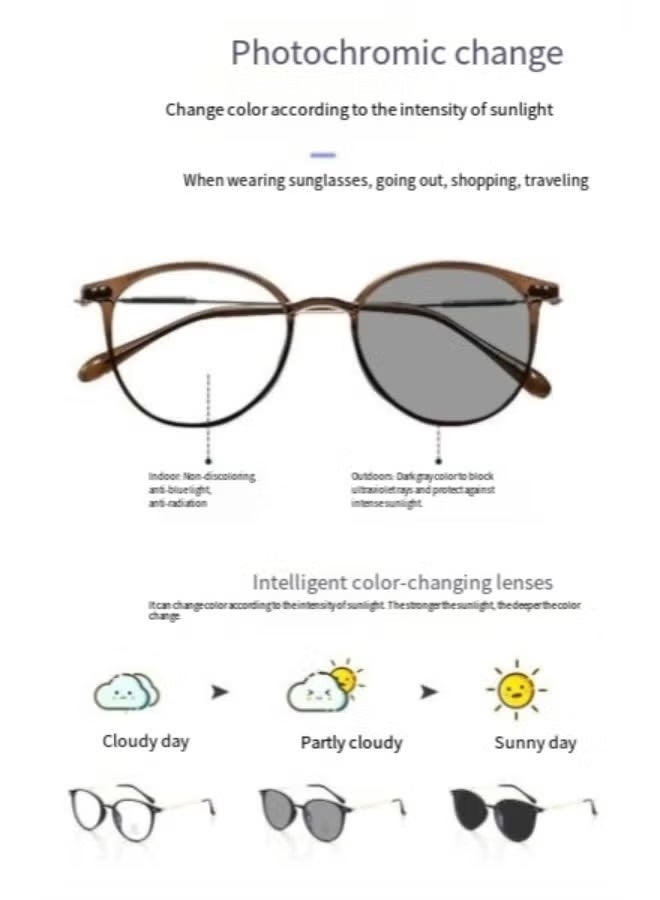 QZ Anti-Blue Light Computer Reading Lenses/Magnifying Glasses - Soft And Lightweight - Three-Stage Color Change - Suitable For Both Men And Women - More Suitable For Office Workers - Image 2
