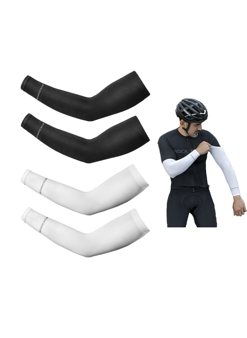 Rock Bros 2 Pairs Of Cooling Arm Sleeves,Outdoor UV Sun Protection Arm Sleeves - Cooling Compression Arm Sleeve - Sports & UV Arm Sleeves for Men & Women，2 Pcs  - Image 1