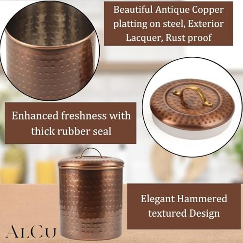 ALCU Antique Copper Plated Kitchen Storage Canister Set – Large, Medium, Small & Extra Small, Kitchen Container Set, Airtight Jars, Storage Boxes, Canisters Set for Kitchens (Set of 4) - Image 2