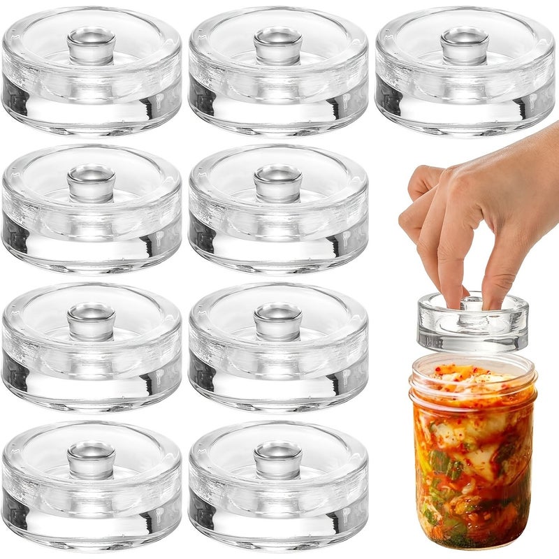 9 Pcs Set Of Fermentation Glass Weights With Easy Grip Handles Suitable For Wide Mouth Mason Jars Fermentation Kit Sauerkraut - Image 1