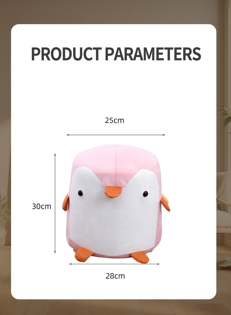 بيروي "مقعد دائري خشبي بغطاء قماشي - مسند أقدام متعدد الوظائف وطاولة جانبية للجلوس | مقعد ديكور صغير للمنزل" - Image 2