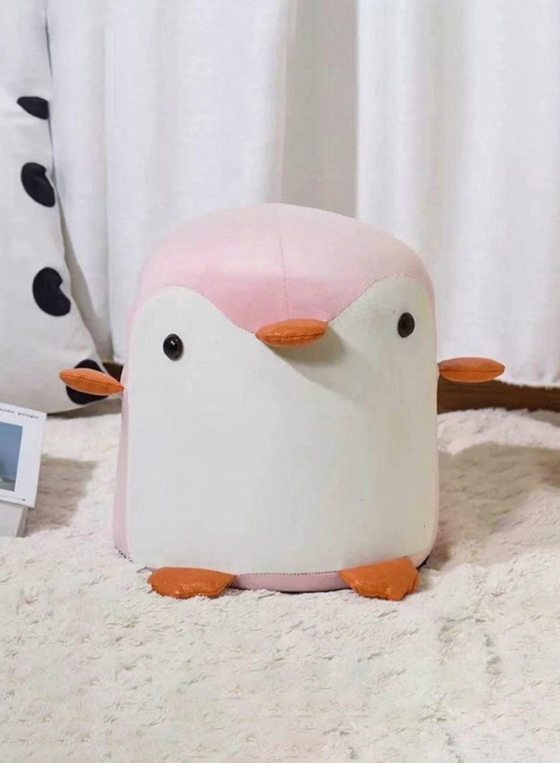 بيروي "مقعد دائري خشبي بغطاء قماشي - مسند أقدام متعدد الوظائف وطاولة جانبية للجلوس | مقعد ديكور صغير للمنزل" - Image 1