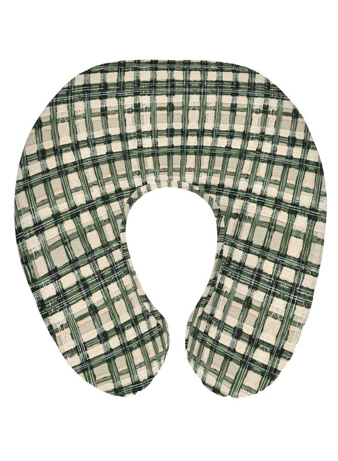 ZoUbqchY Watercolor Green Tartan Baby Nursing Pillow Covers for Boy Girl Vintage Green Plaids Nursing Pillowcase for Breastfeeding Pillows Checkered Soft Stretchy Slipcovers for Newborn Infant - Image 1