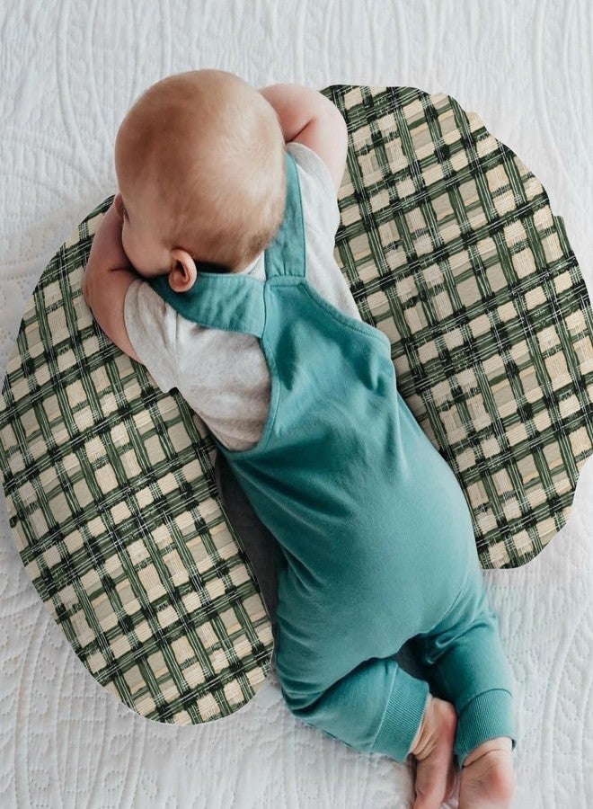 ZoUbqchY Watercolor Green Tartan Baby Nursing Pillow Covers for Boy Girl Vintage Green Plaids Nursing Pillowcase for Breastfeeding Pillows Checkered Soft Stretchy Slipcovers for Newborn Infant - Image 2