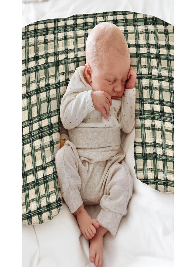 ZoUbqchY Watercolor Green Tartan Baby Nursing Pillow Covers for Boy Girl Vintage Green Plaids Nursing Pillowcase for Breastfeeding Pillows Checkered Soft Stretchy Slipcovers for Newborn Infant - Image 4
