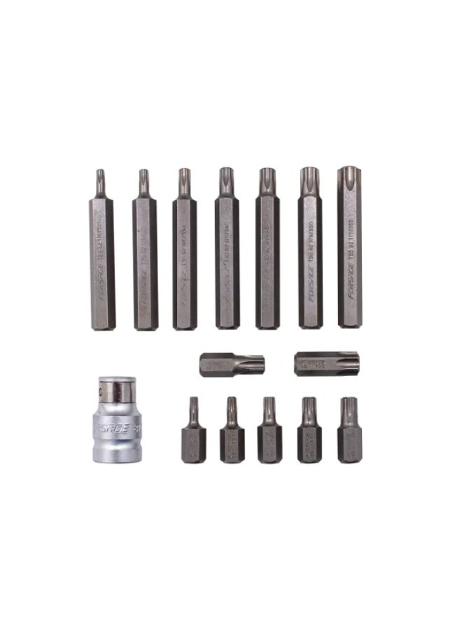 FORSAGE Set of bits torx with bit holder, 15pcs 1/2"(l: 30/75mm; t20, t25, t30, t40, t45, t50, t55), in a me - Image 2